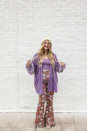 remi velvet cardi in lilac