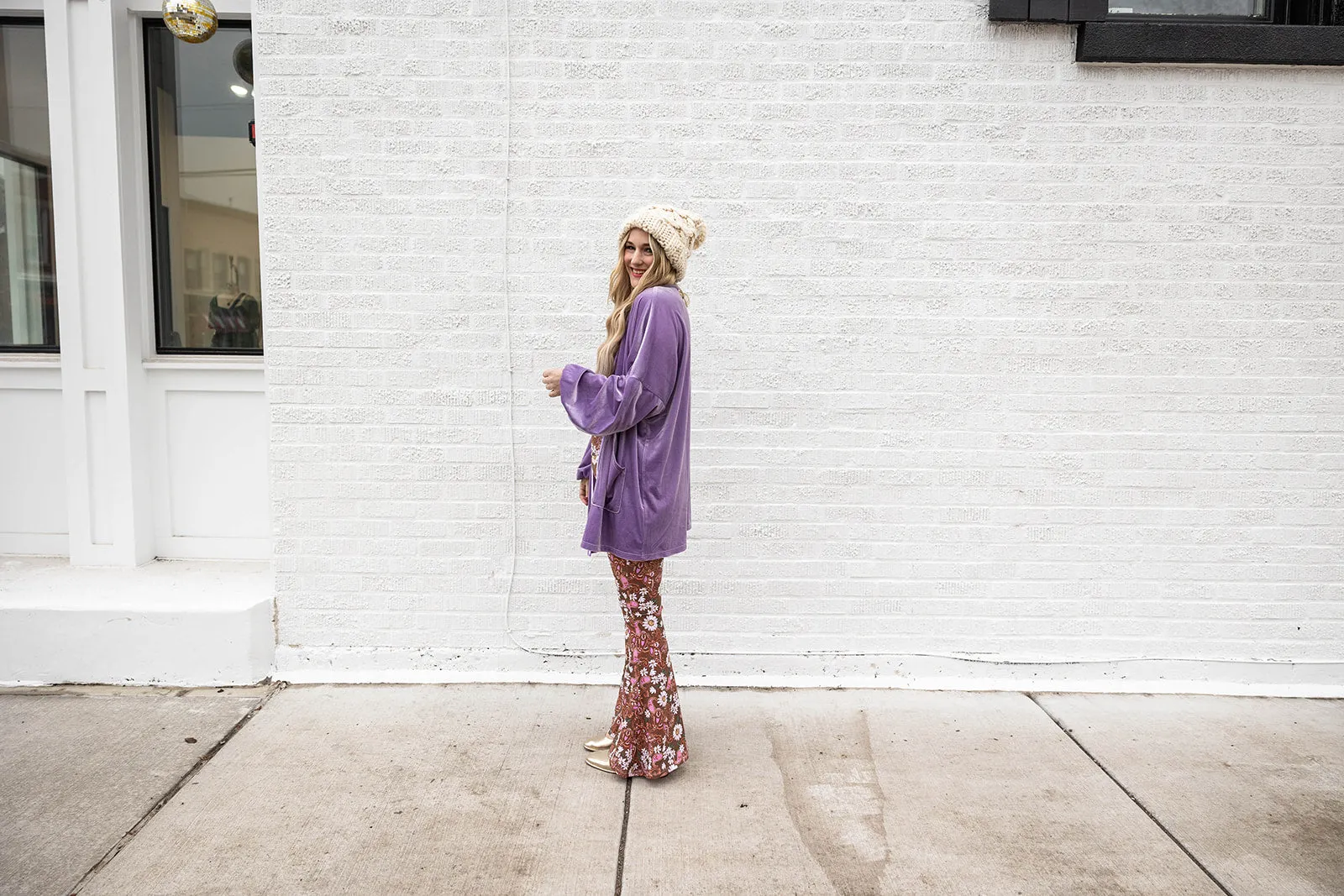 remi velvet cardi in lilac