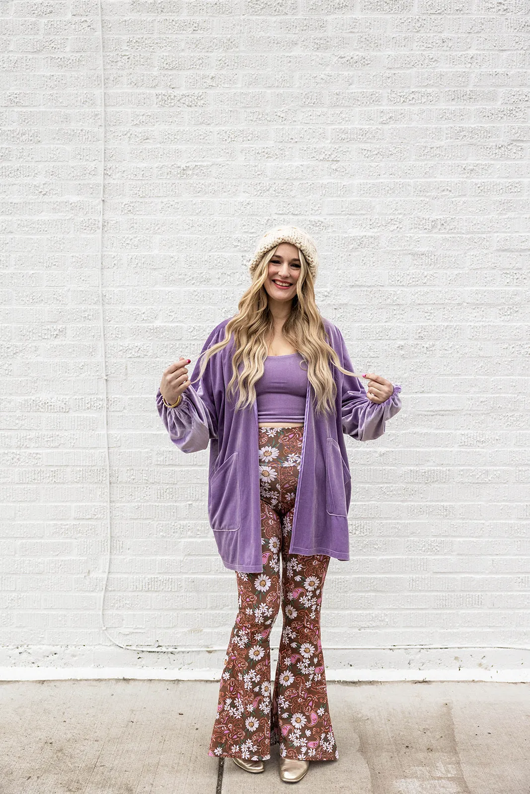 remi velvet cardi in lilac