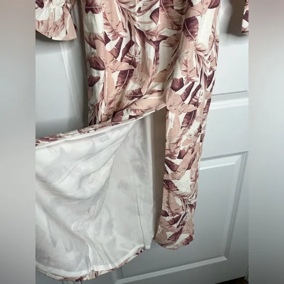 Revolve House of Harlow 1960 Linen Blend Smocked  Floral Midi Dress Size small