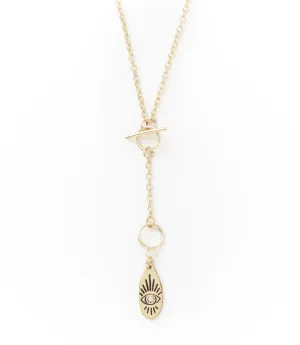 Ruchi Evil Eye Charm Gold Dainty Drop Lariat Necklace