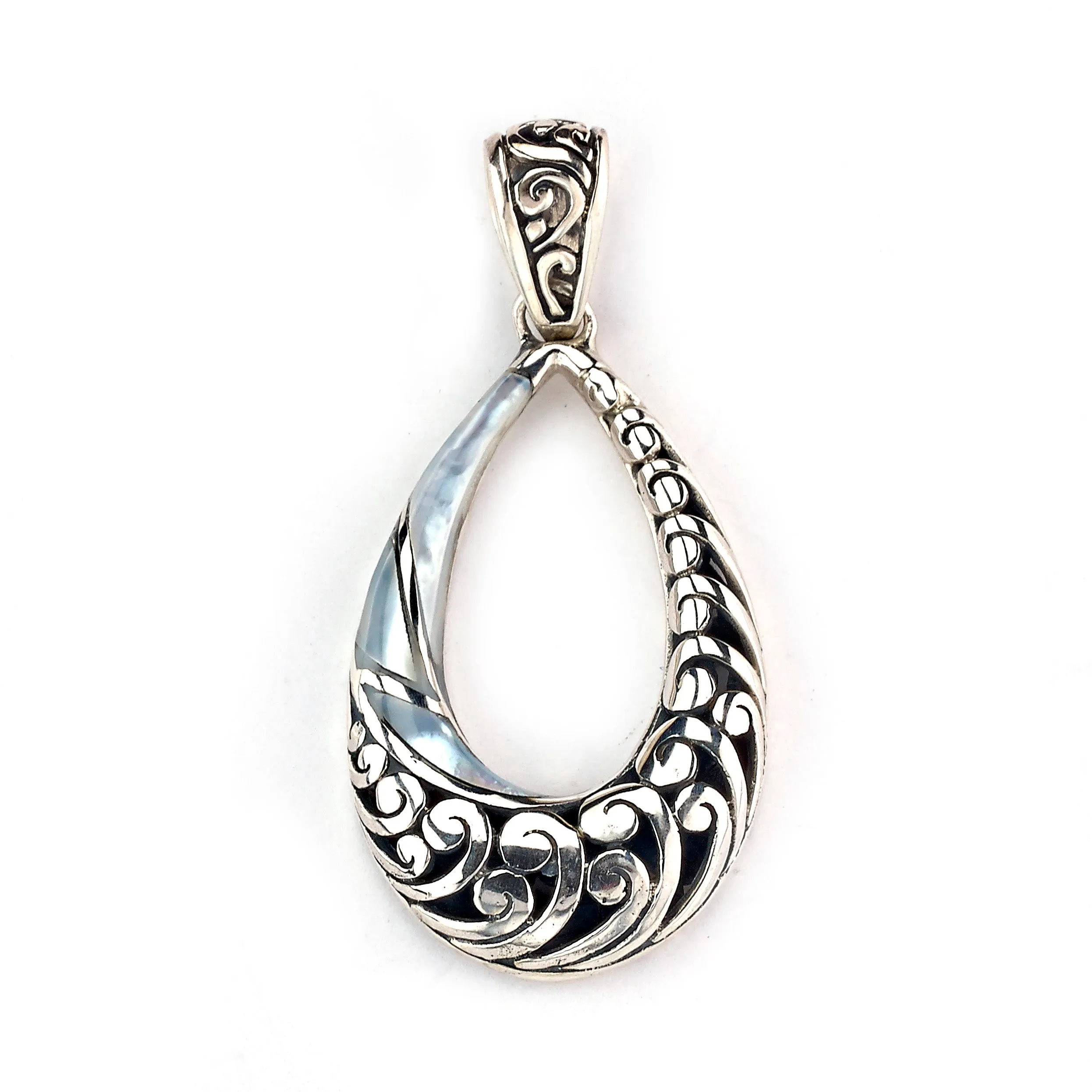 Samuel B. Sterling Silver Mother-of-Pearl Open Pear-Shaped Pendant (91669)