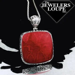 Samuel B. Sterling Silver Square Coral Pendant (91444)