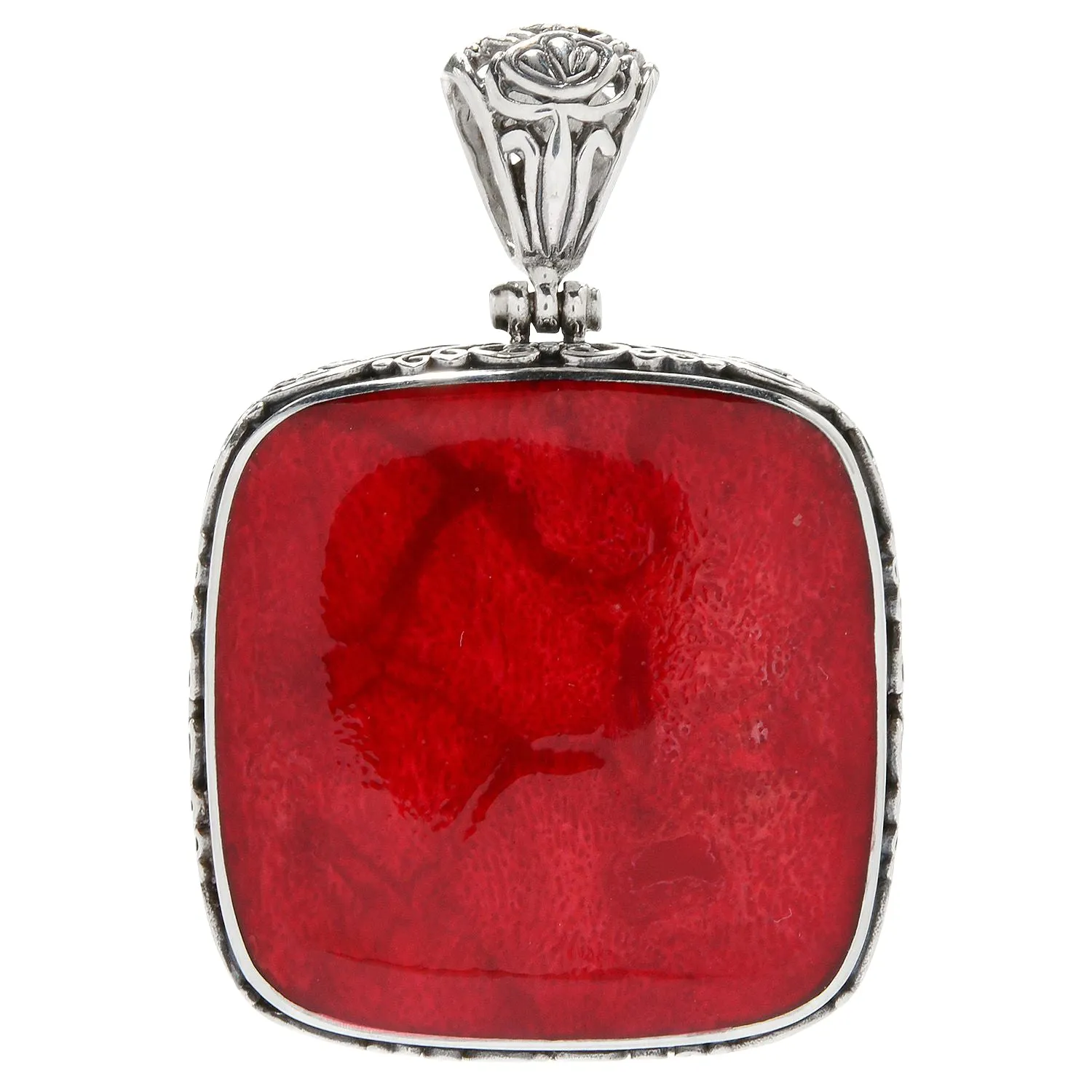 Samuel B. Sterling Silver Square Coral Pendant (91444)