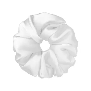 Satin Charmeuse Medium White Scrunchie