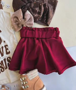 satin skirt - maroon