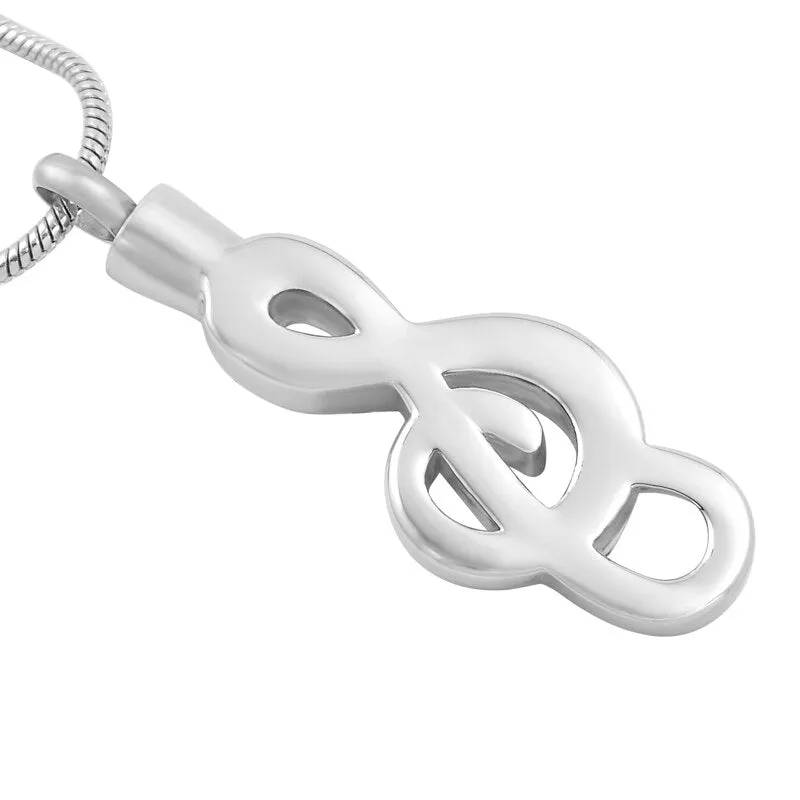 Silver & Crystal Treble Clef Urn Necklace