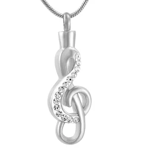Silver & Crystal Treble Clef Urn Necklace