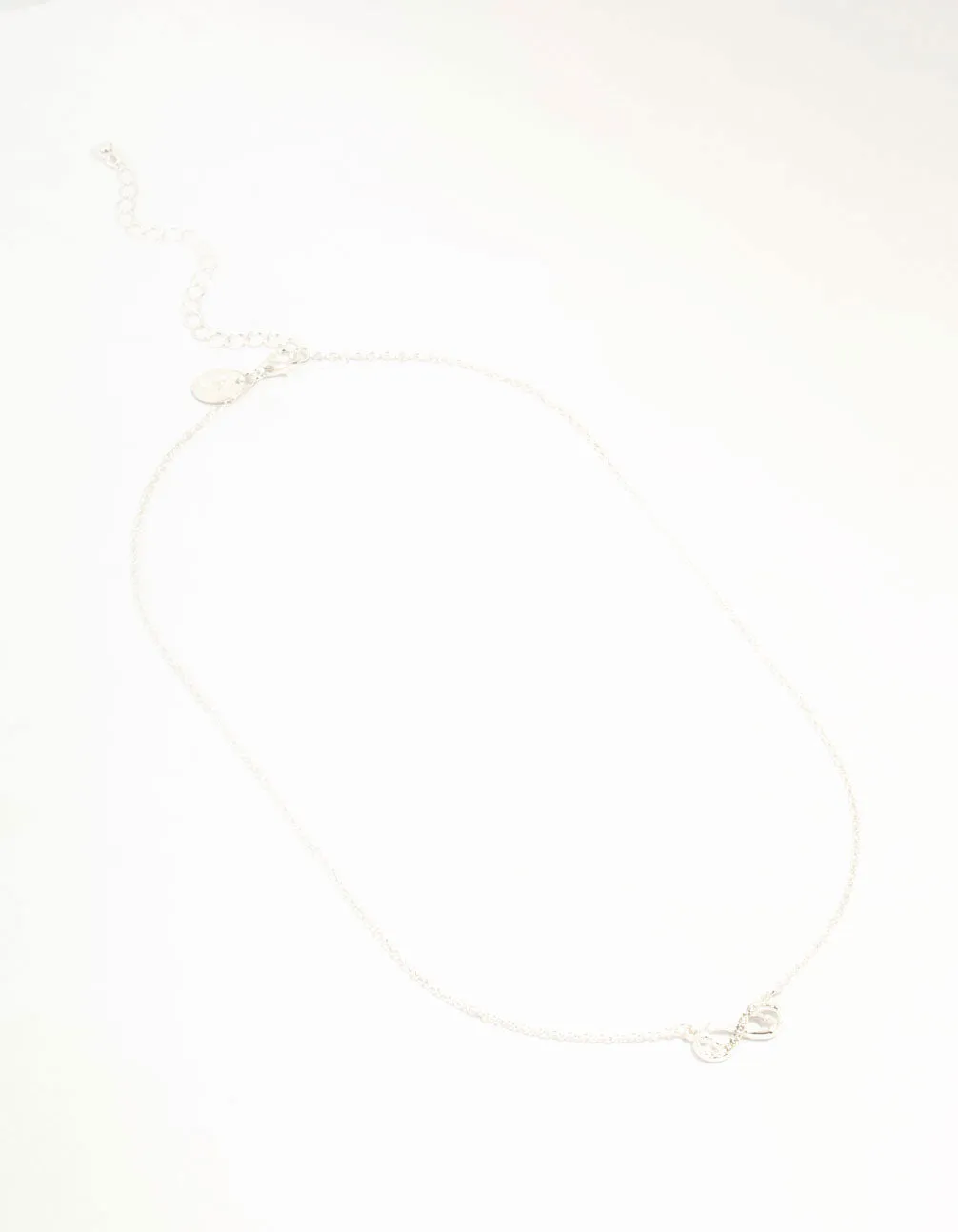 Silver Diamante Infinity With Heart Necklace