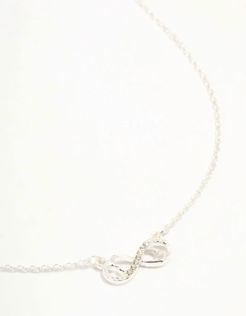 Silver Diamante Infinity With Heart Necklace