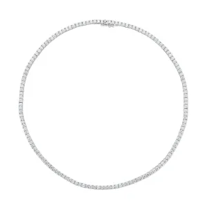 Silver Square Links Necklace with White Zirconia