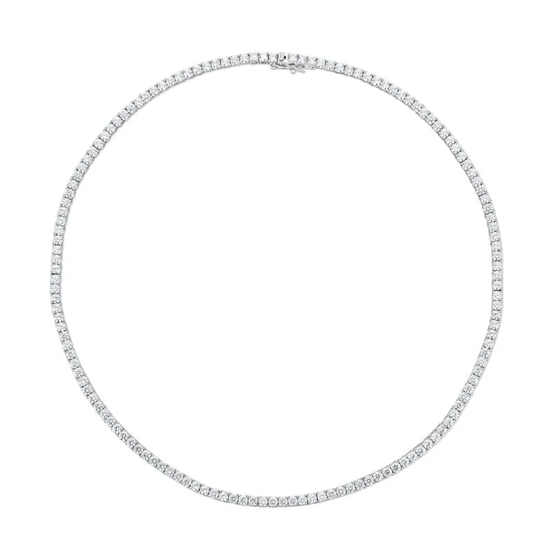 Silver Square Links Necklace with White Zirconia