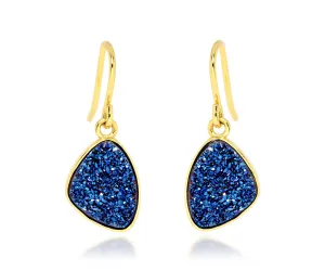 Small Trillion Blue Druzy 14K Vermeil Earrings
