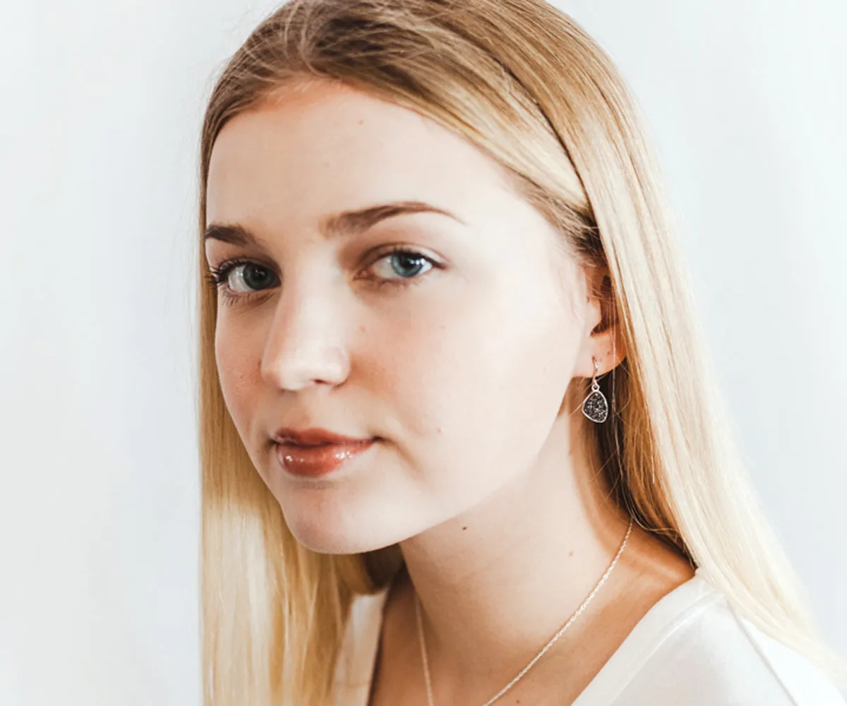 Small Trillion Blue Druzy 14K Vermeil Earrings