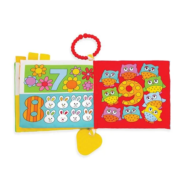 Soft Cloth Baby Book with Teether & Crinkle Pages -My First 123 Book