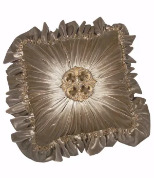 Soft Grey Velvet Ruffled Square Accent Pillow 20x20