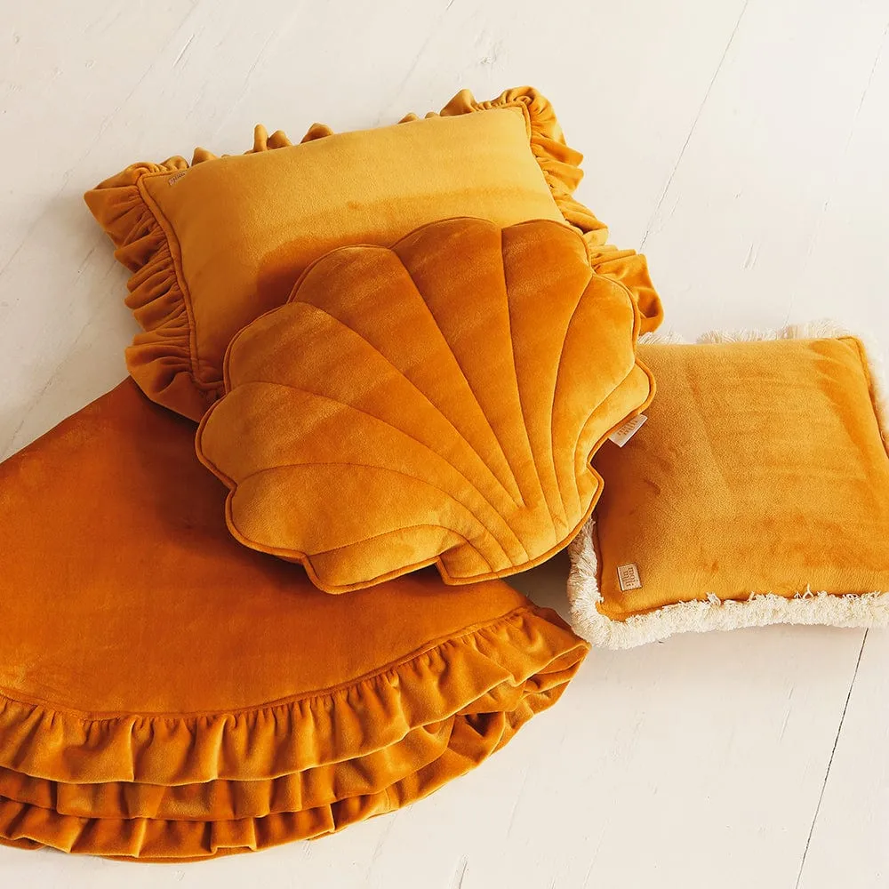 Soft Velvet Mat With Frill - Mustard