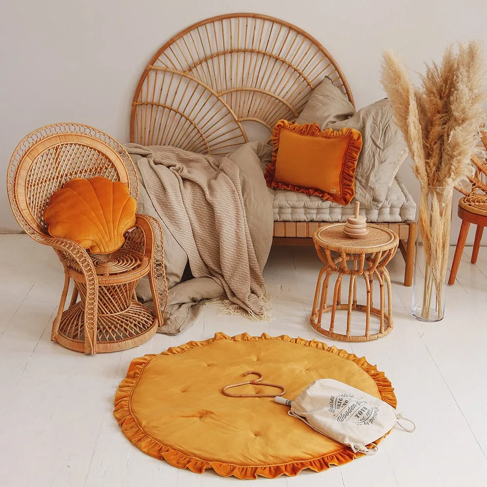 Soft Velvet Mat With Frill - Mustard