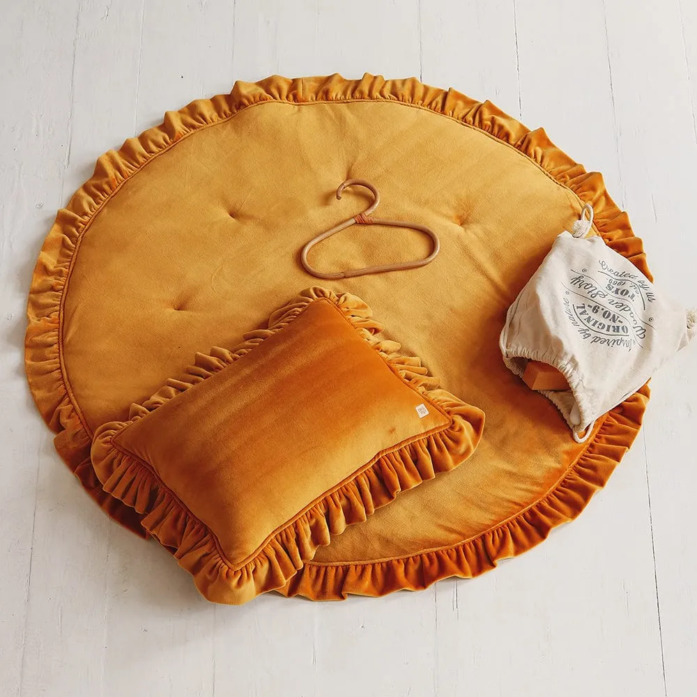Soft Velvet Mat With Frill - Mustard