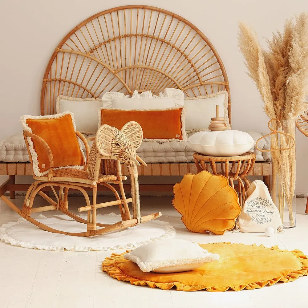 Soft Velvet Mat With Frill - Mustard