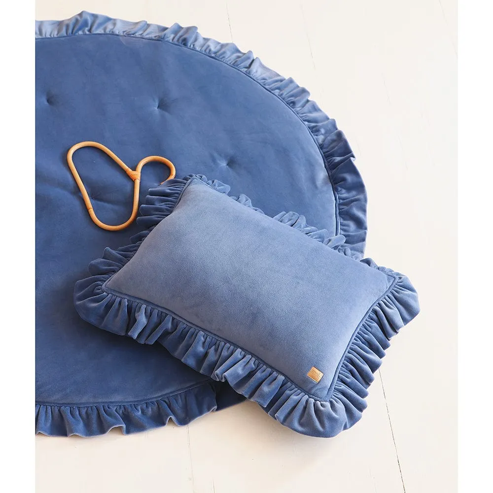 Soft Velvet Mat With Frill - Sapphire