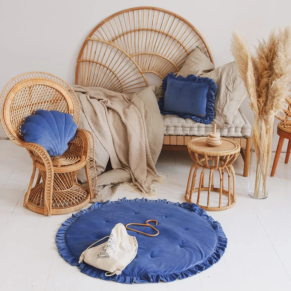 Soft Velvet Mat With Frill - Sapphire