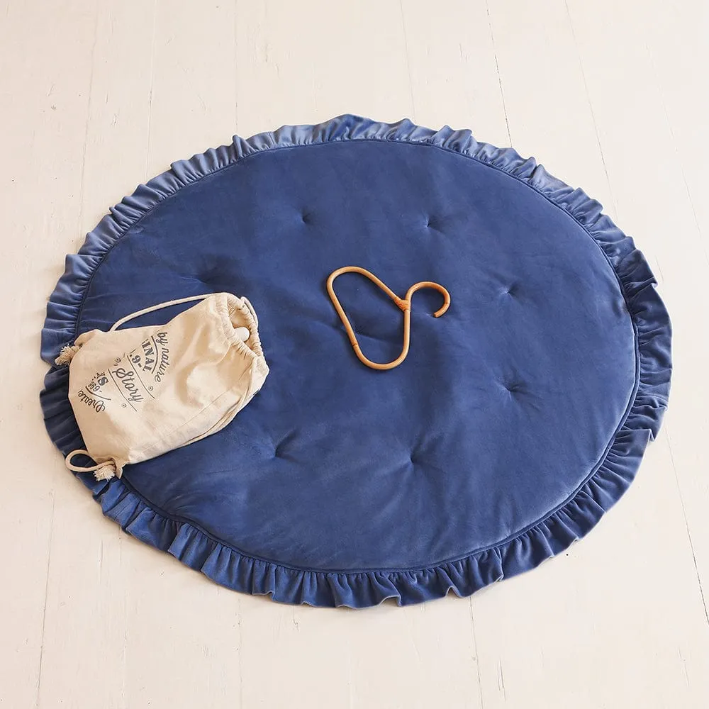 Soft Velvet Mat With Frill - Sapphire