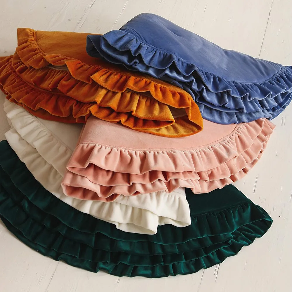 Soft Velvet Mat With Frill - Sapphire