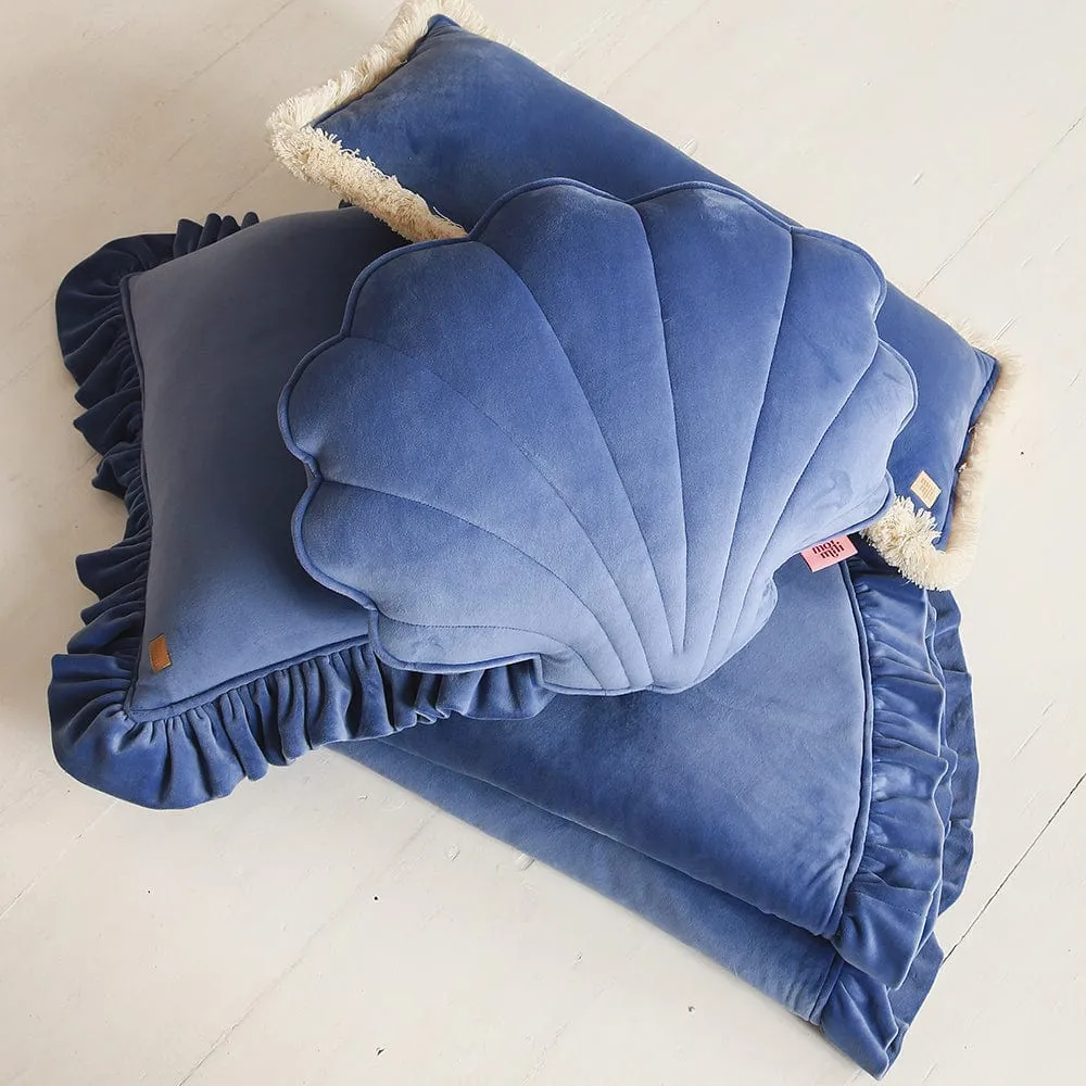 Soft Velvet Mat With Frill - Sapphire