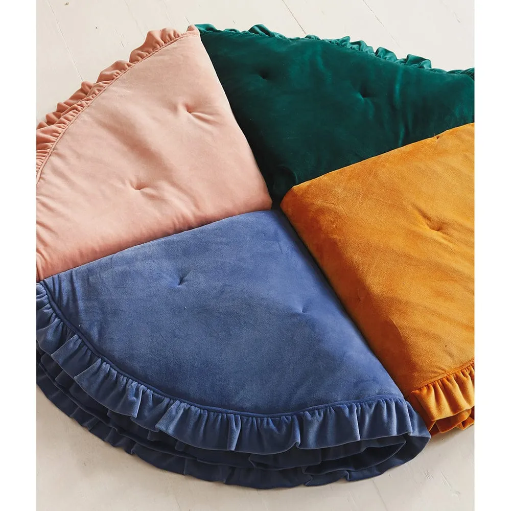 Soft Velvet Mat With Frill - Sapphire