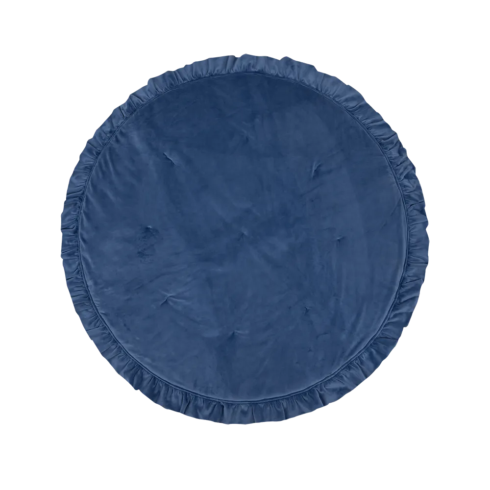 Soft Velvet Mat With Frill - Sapphire