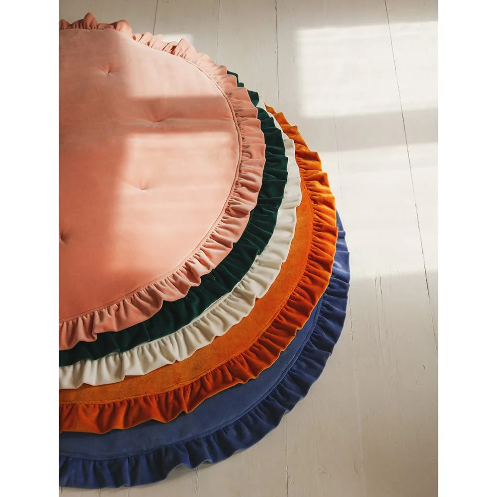 Soft Velvet Mat With Frill - Sapphire