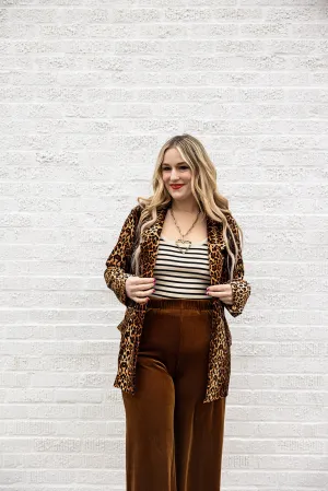 stella velvet blazer in leopard