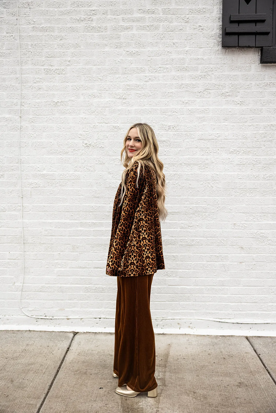 stella velvet blazer in leopard