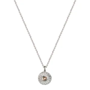 Sterling Silver Flower Pendant with Brown Diamond