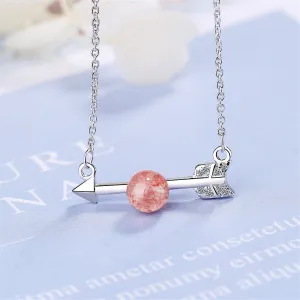 Strawberry Red Crystal & Silver-Plated Arrow Pendant Necklace
