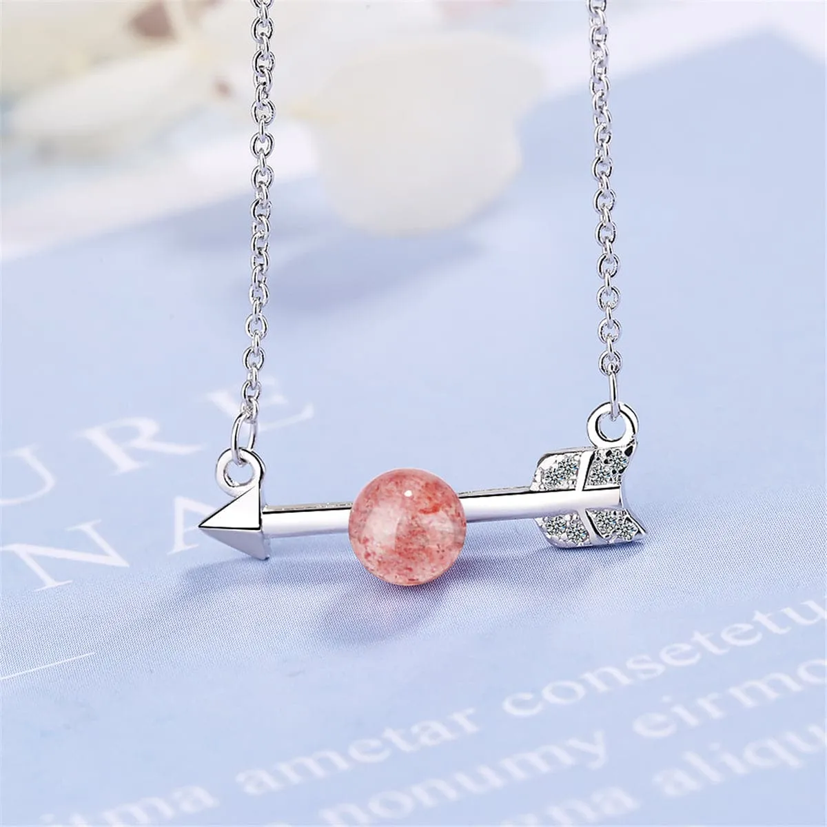 Strawberry Red Crystal & Silver-Plated Arrow Pendant Necklace