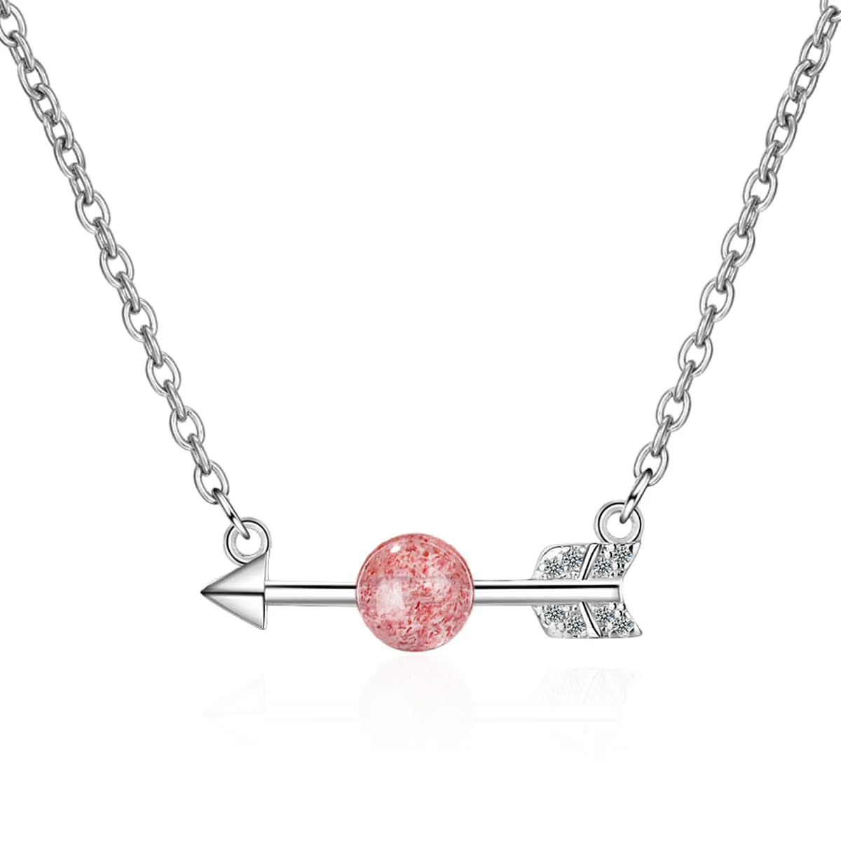 Strawberry Red Crystal & Silver-Plated Arrow Pendant Necklace