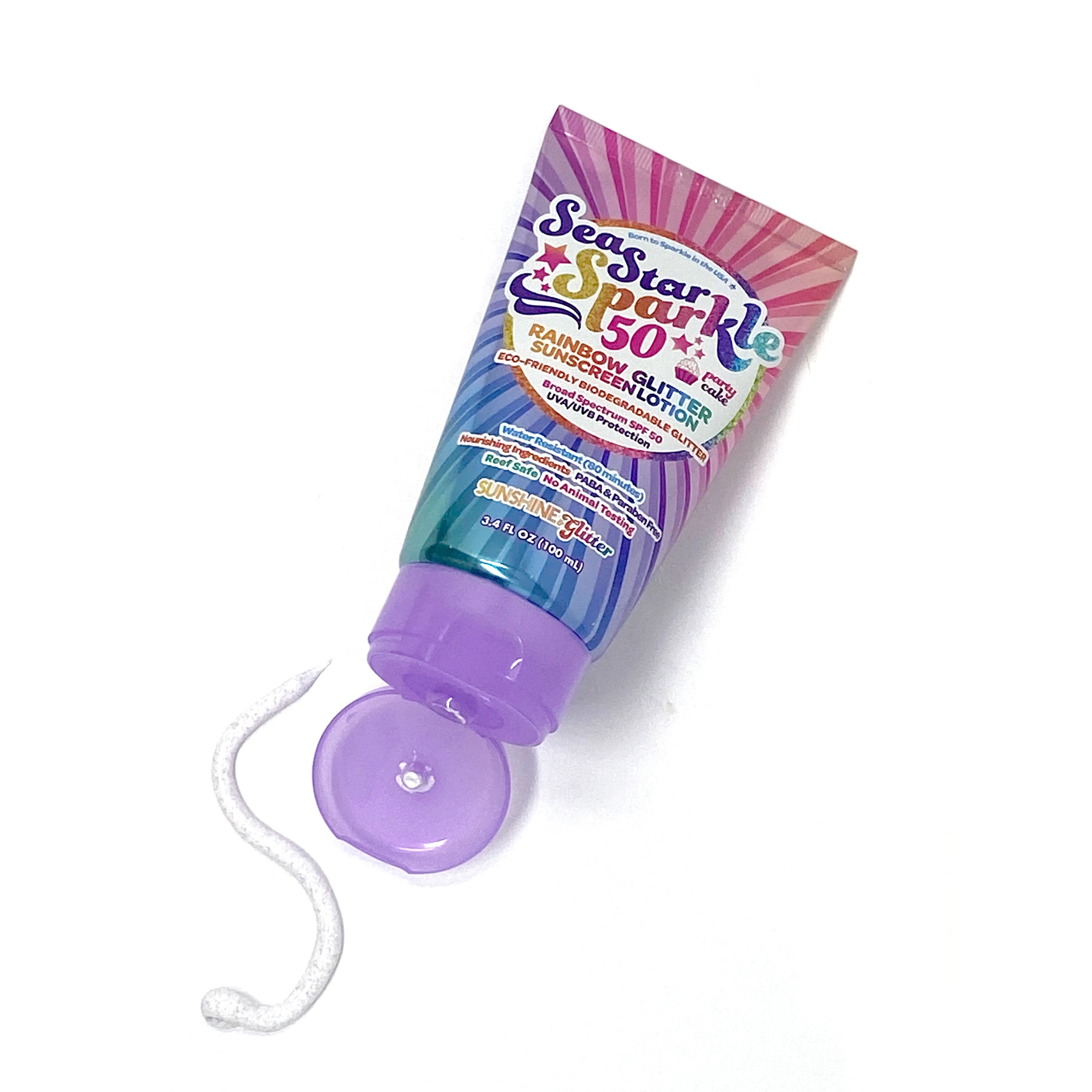 Sunshine & Glitter Sea Star Sparkle Party Cake SPF 50 Glitter Sunscreen