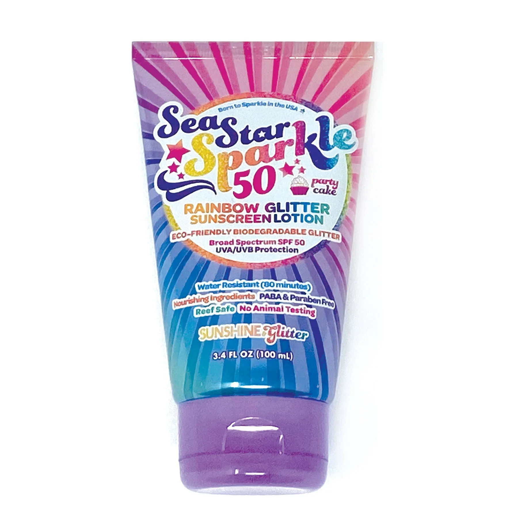 Sunshine & Glitter Sea Star Sparkle Party Cake SPF 50 Glitter Sunscreen
