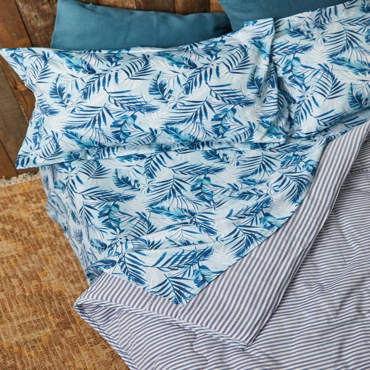 Supima Cotton Satin Bedsheets (Antimicrobial) - Tropical Palm