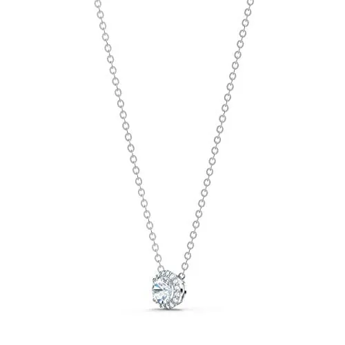 Swarovski Angelic Pendant with Circular Clear Crystal and Clear Crystal Pavé on a Rhodium Plated Chain