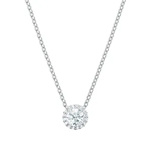 Swarovski Angelic Pendant with Circular Clear Crystal and Clear Crystal Pavé on a Rhodium Plated Chain