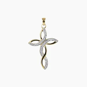 Swarovski Crystal Braided Cross Pendant (Gold)