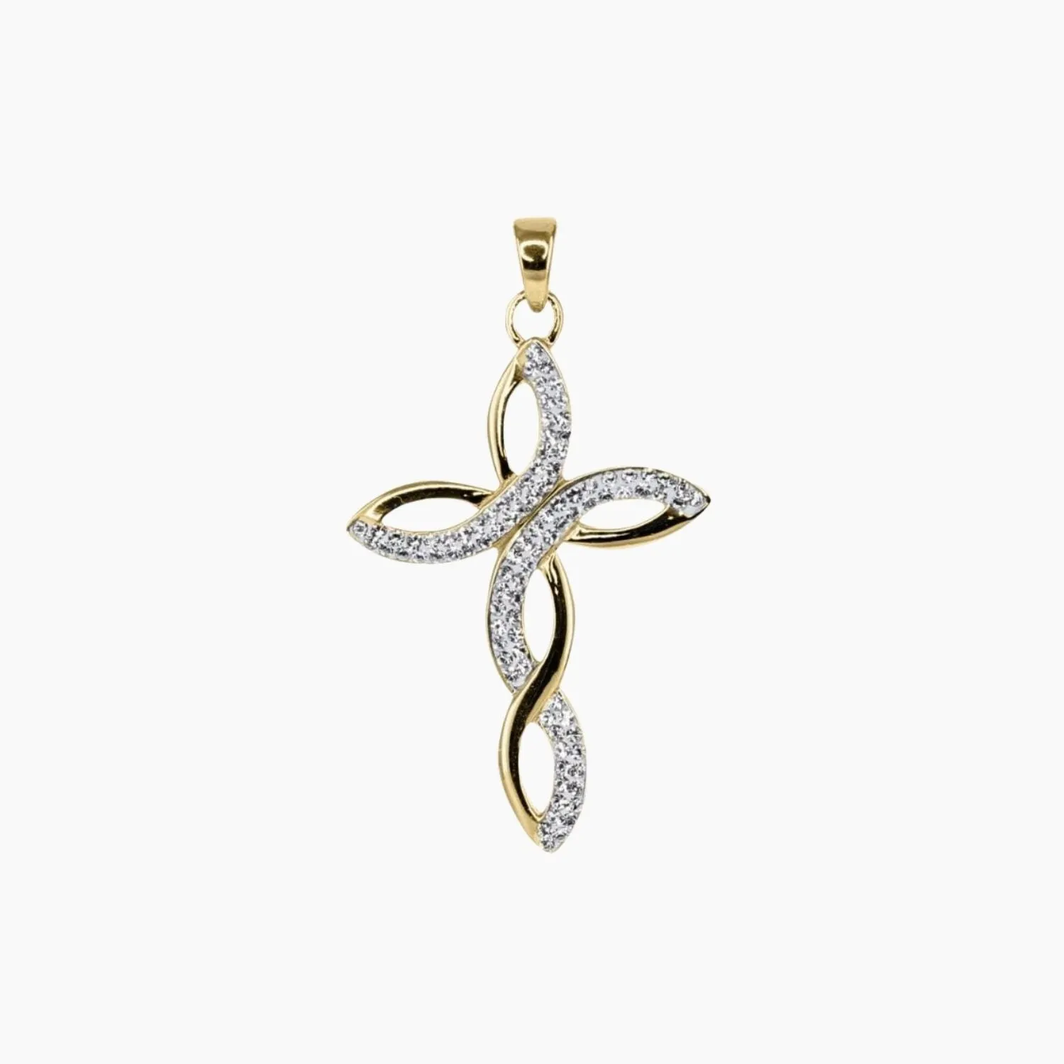 Swarovski Crystal Braided Cross Pendant (Gold)