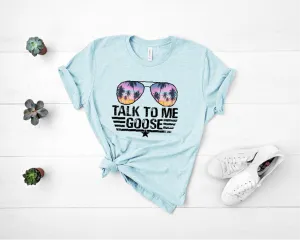 Talk To Me Goose Palm Tree Glasses Bella Canvas 3001 Tee