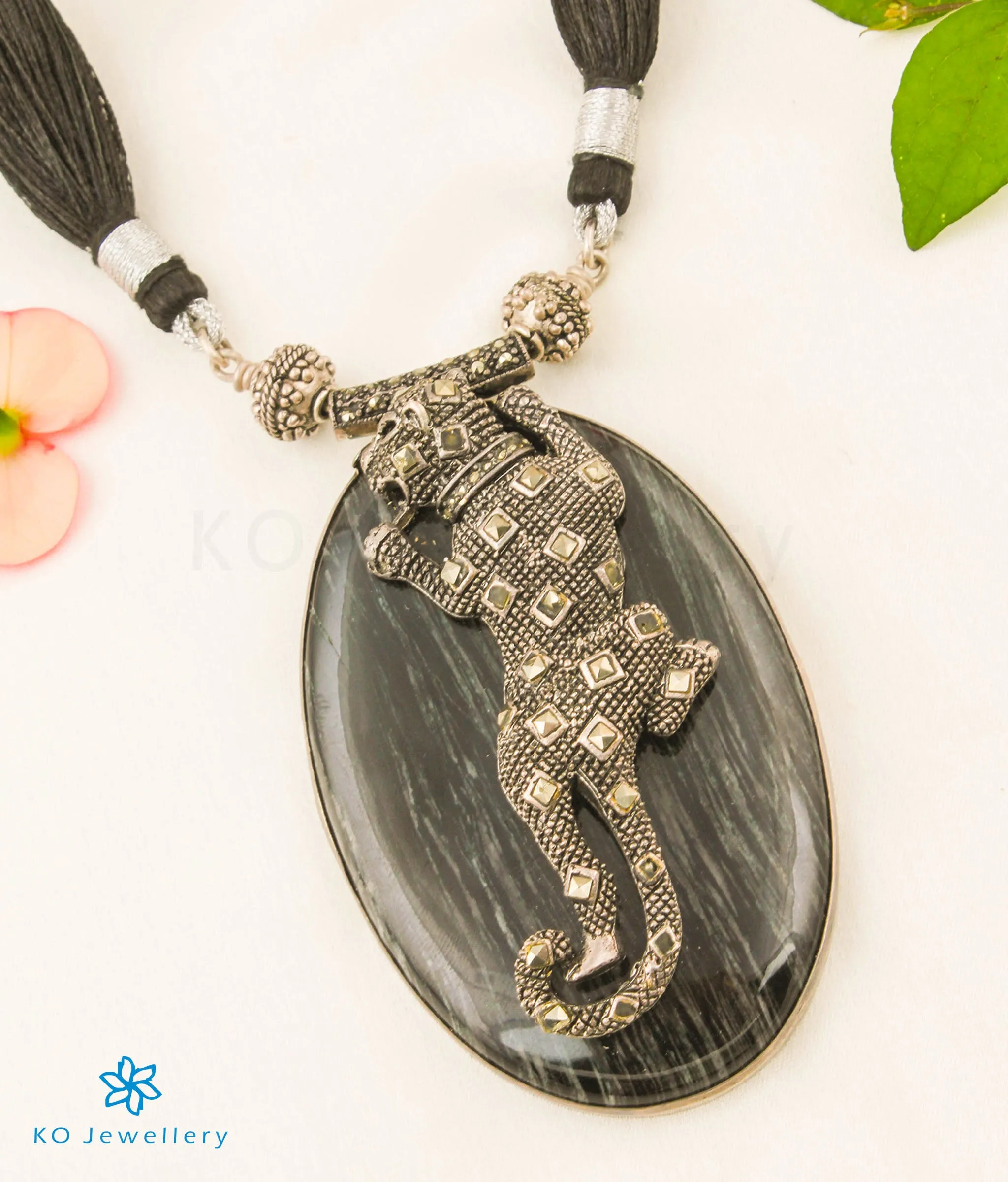 The Panther Silver Marcasite Thread Necklace