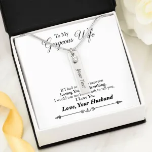 To My Gorgeous Wife-Birthstone/Text Necklace