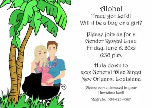 TROPICAL LUAU GENDER REVEAL CUSTOM INVITATION