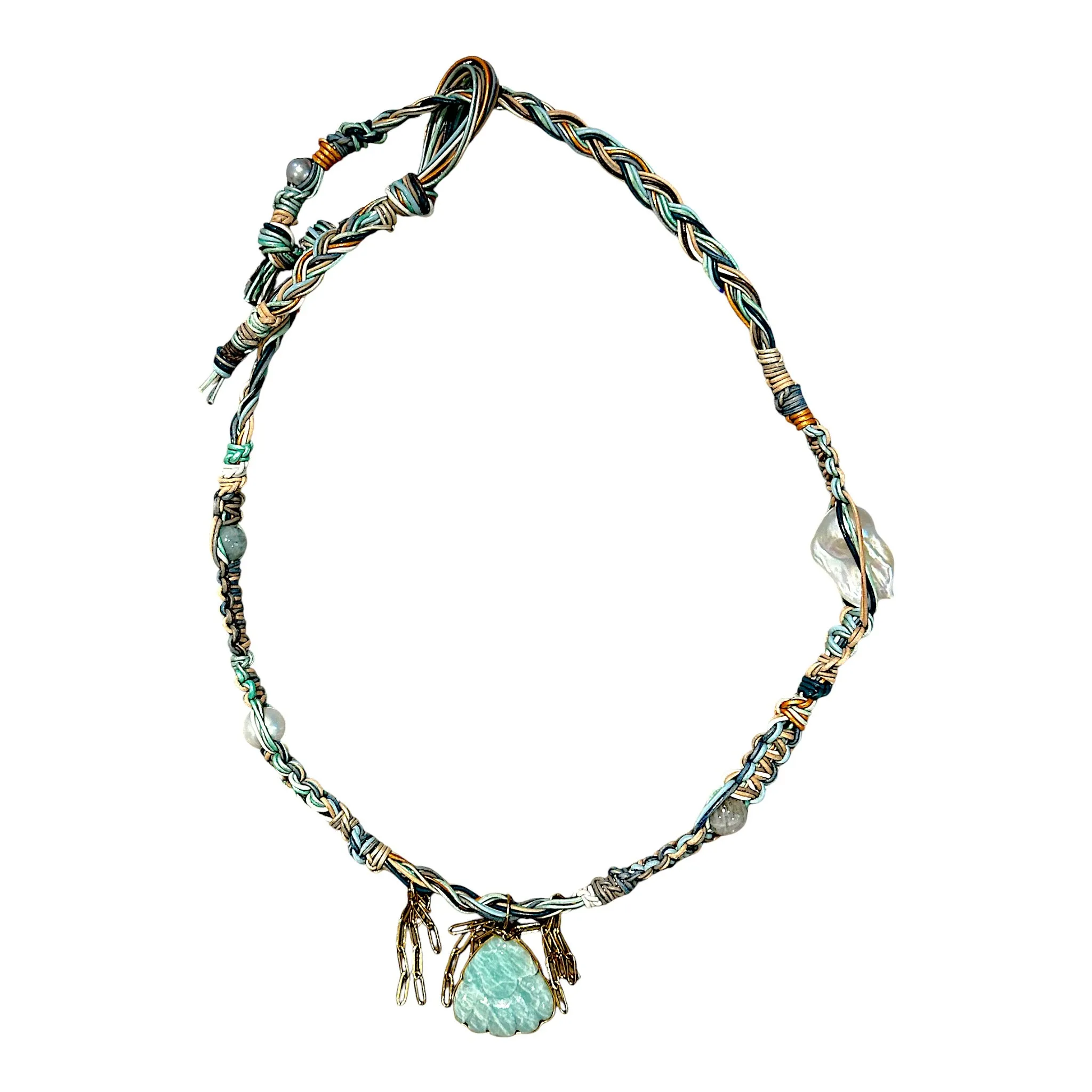 Tropical Seashell Leather Rockstar Necklace